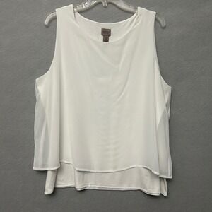 Easywear by Chico's Top Women's 3 Sleeveless Tank White Sheer Lined Clean Girl